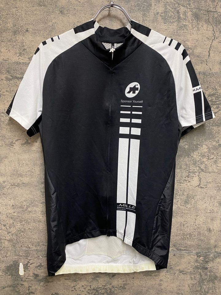 KP854 アソス ASSOS MILLE 半袖 サイクルジャージ 黒 白 L