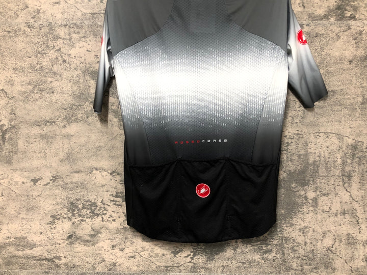 JS956 カステリ CASTELLI ROSSOCORSA 半袖 サイクルジャージ グレー 黒 M