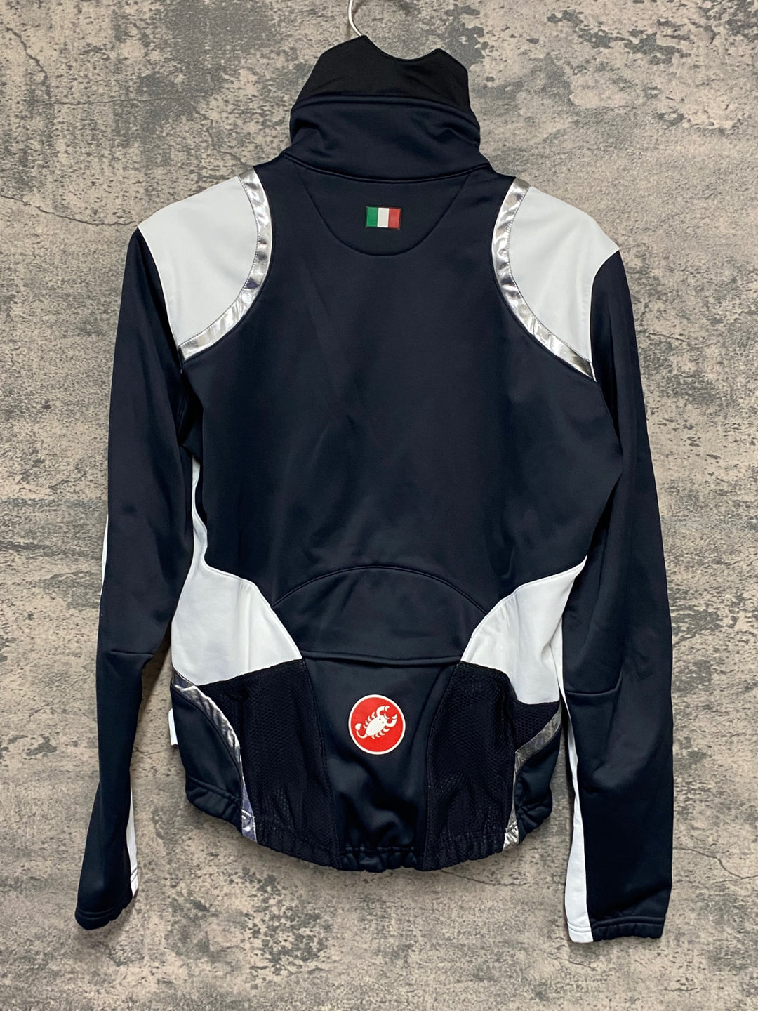 JW443 カステリ CASTELLI 長袖 サイクルジャケット 白 黒 S 裏起毛 GORE WINDSTOPPER