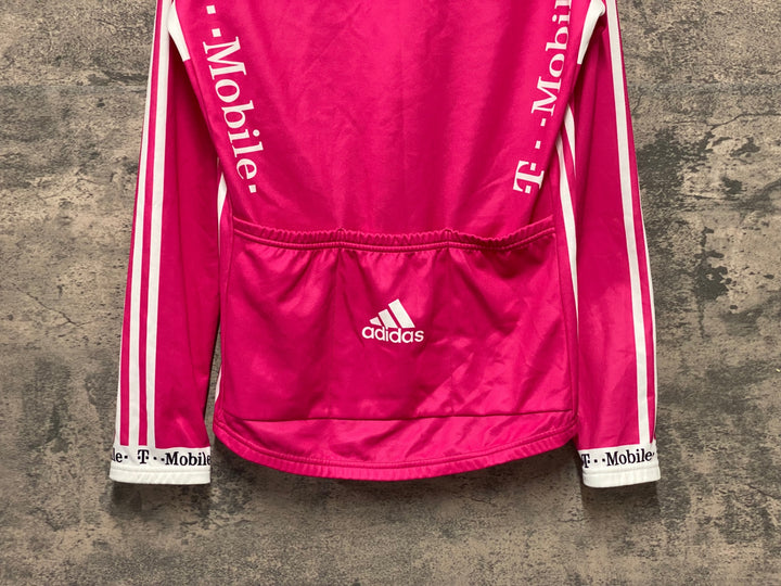 KJ756 アディダス adidas 長袖 サイクルジャージ ピンク 白 O 裏起毛