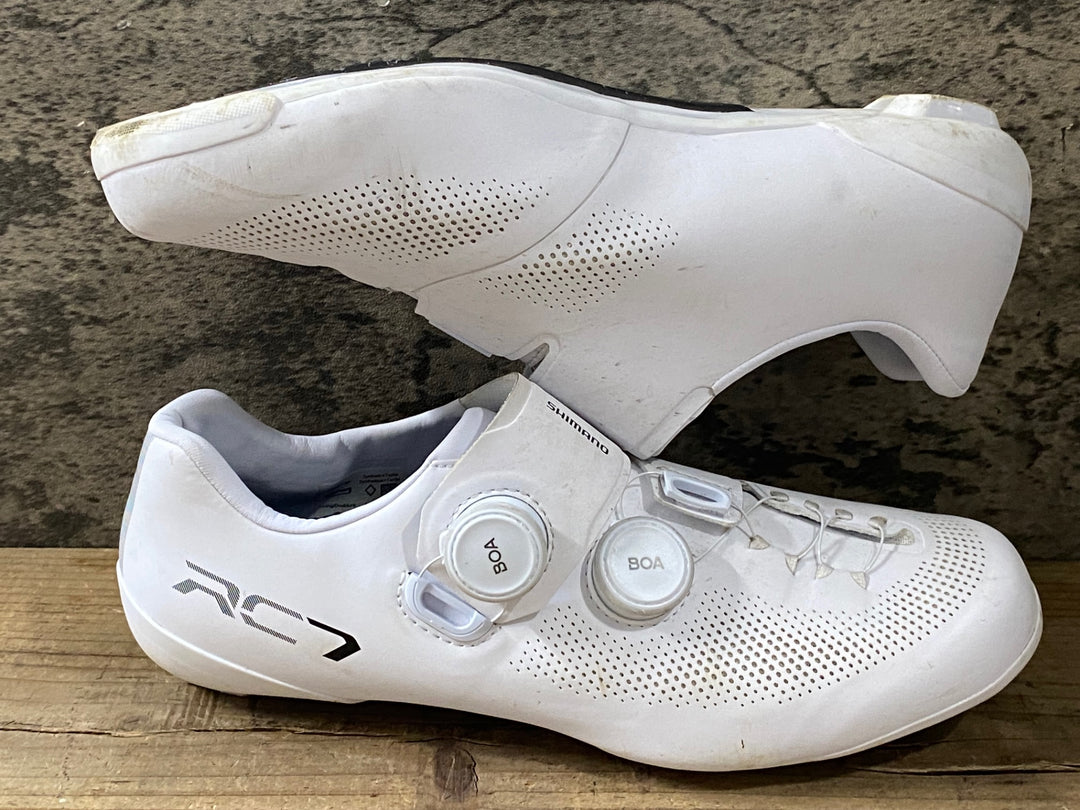 KG992 シマノ SHIMANO RC7 SHRC703M WIDE ビンディングシューズ  EU42 白