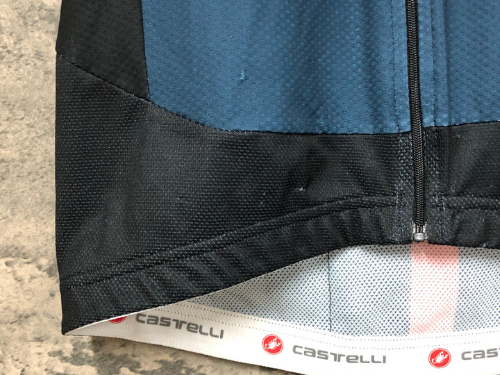 KB219 カステリ CASTELLI 半袖 サイクルジャージ 青 XL ※反射部劣化 ほつれ