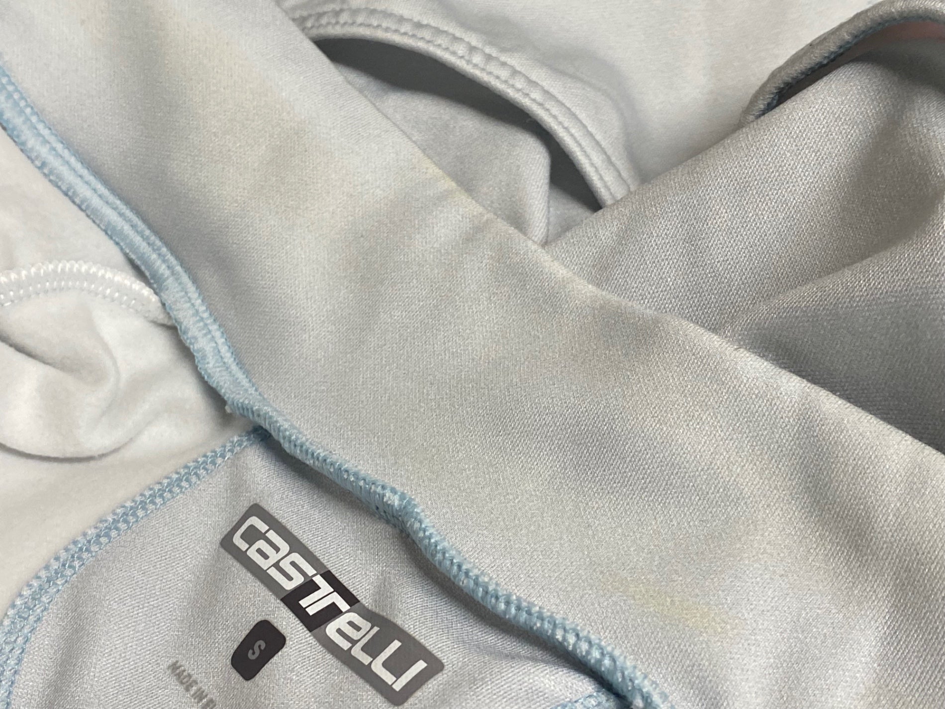 KB405 カステリ CASTELLI 長袖 サイクルジャージ 白グレー S 裏起毛