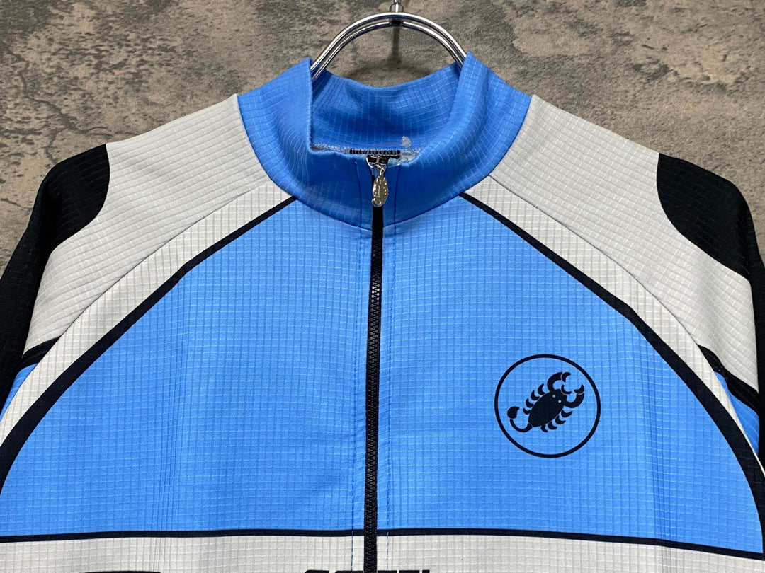 KE535 カステリ Castelli 長袖 サイクルジャージ 水 白 M 裏起毛 ヴィンテージ