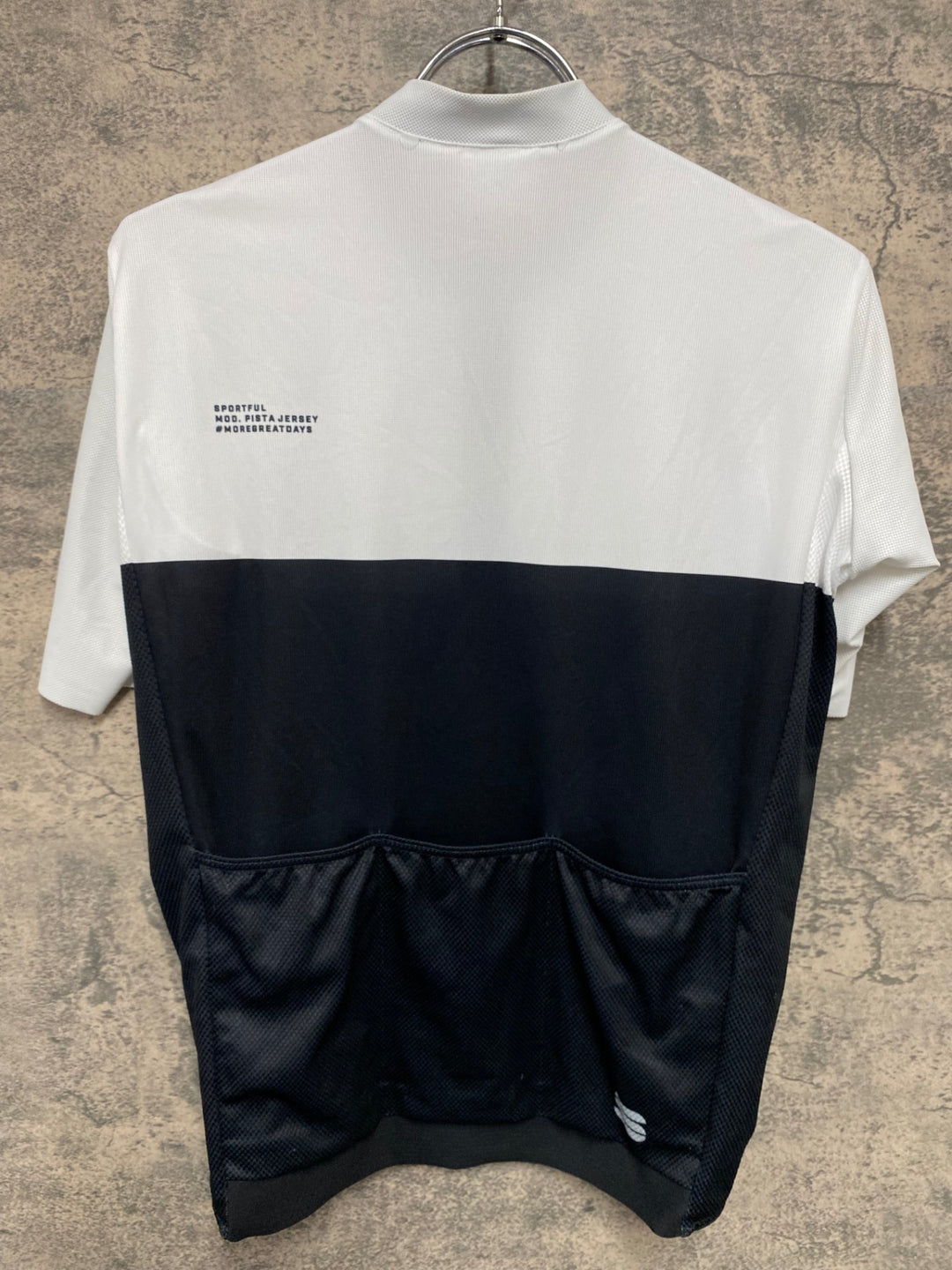 JQ123 スポーツフル Sportful 半袖 サイクルジャージ 白 黒 M ※ほつれあり