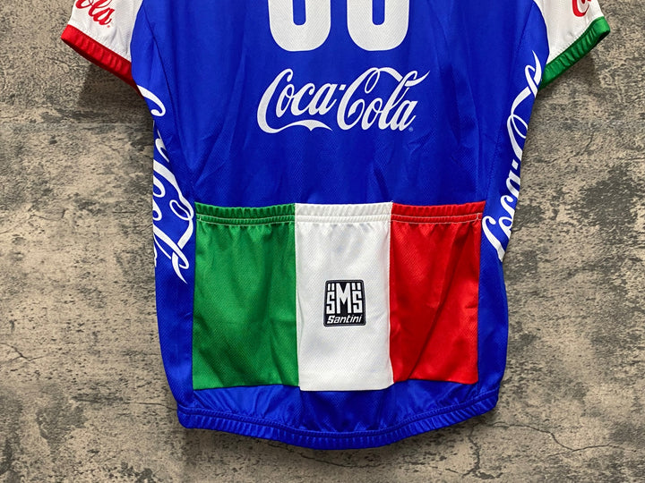 KG287 サンティーニ Santini 半袖 サイクルジャージ 白 青 S