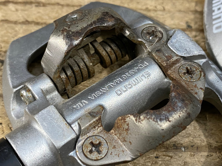 JW869 シマノ SHIMANO PD-A530 ビンディングペダル 片面フラット シルバー SPD ※錆あり