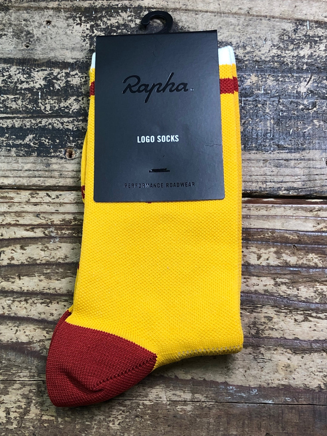 JH567 ラファ Rapha LOGO SOCKS サイクルソックス 黄 赤 S