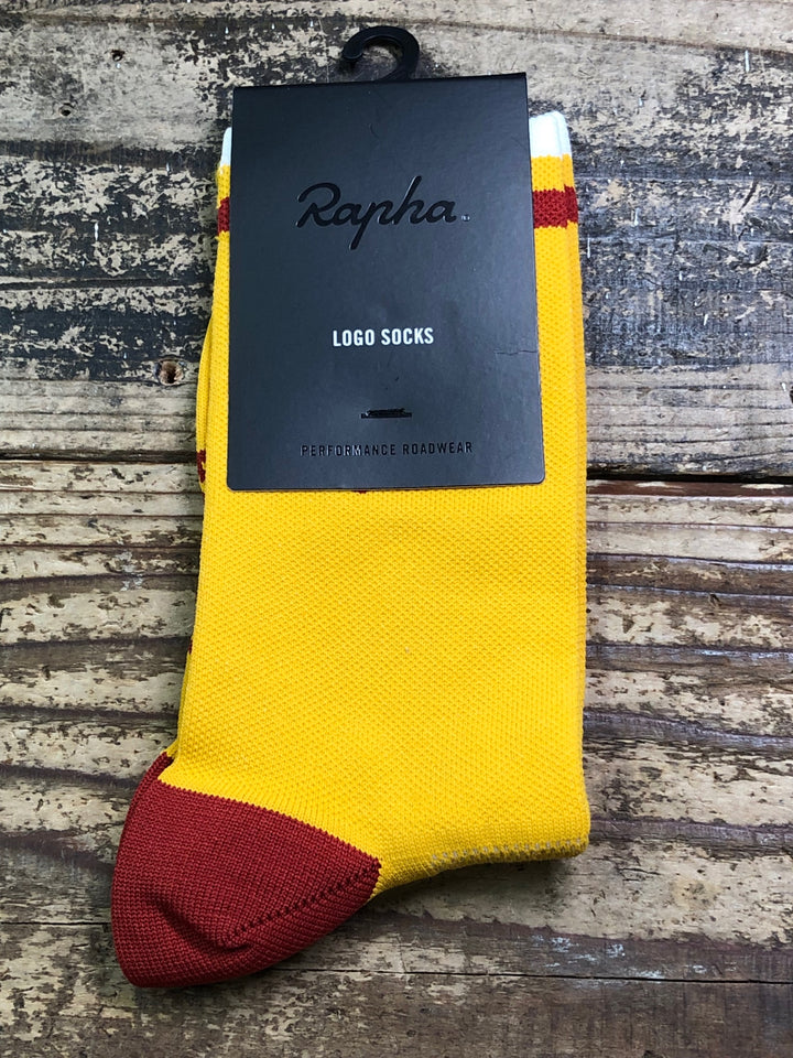 JH567 ラファ Rapha LOGO SOCKS サイクルソックス 黄 赤 S