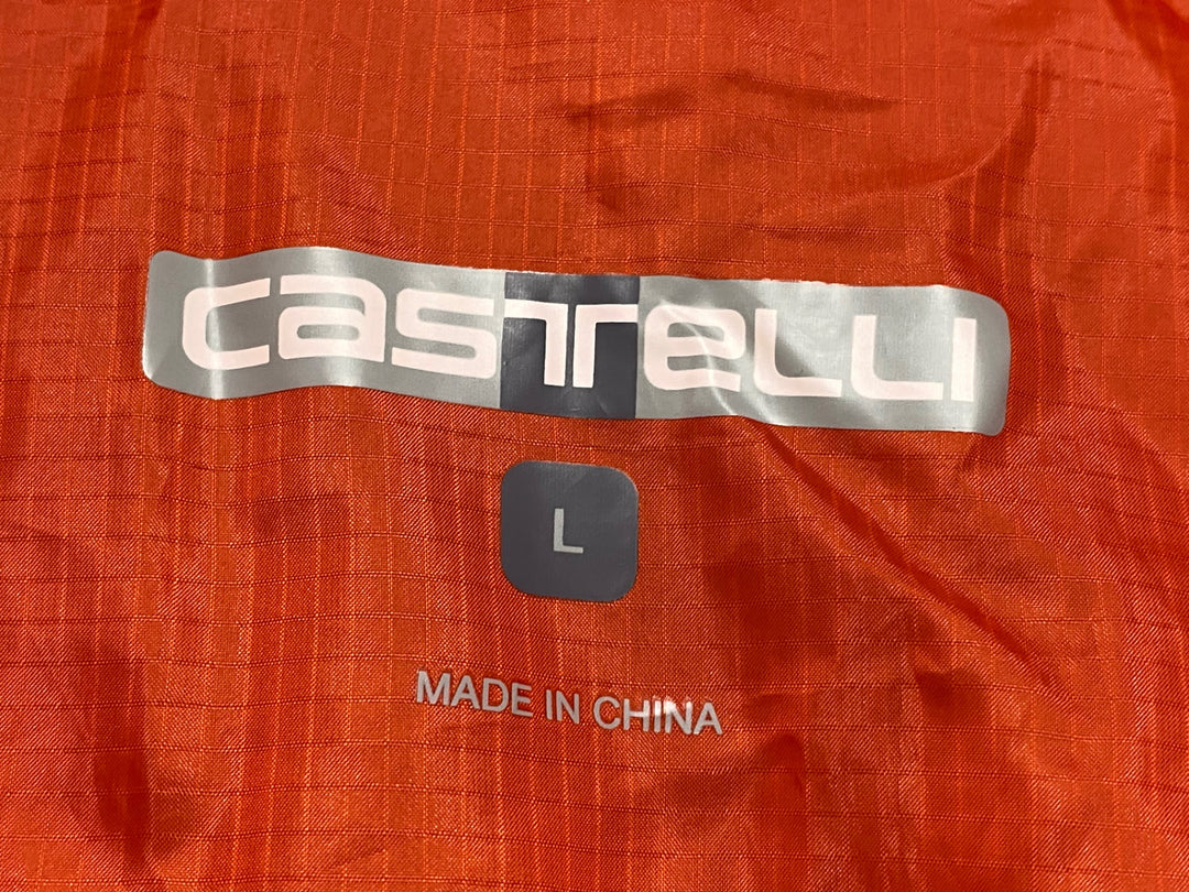 KE515 カステリ CASTELLI 長袖 ウィンドブレーカー オレンジ 黒 L