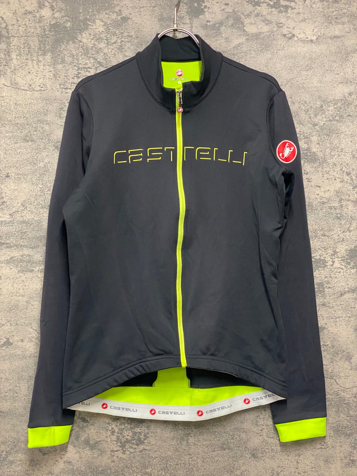 JW466 カステリ CASTELLI 長袖 サイクルジャージ 黒黄 L 裏起毛