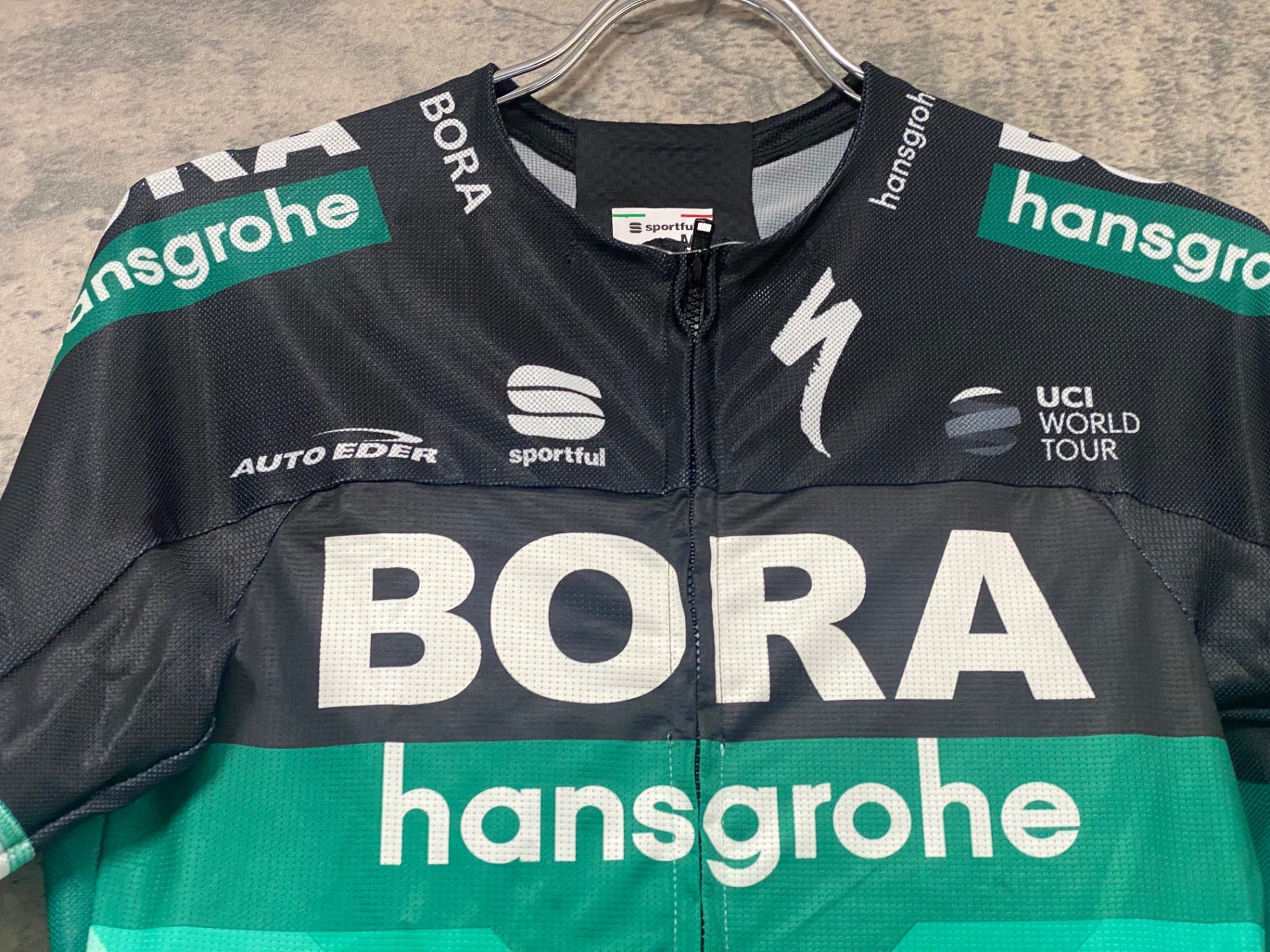 KJ812 スポーツフル sportful 半袖 サイクルジャージ 黒 緑 M BORA