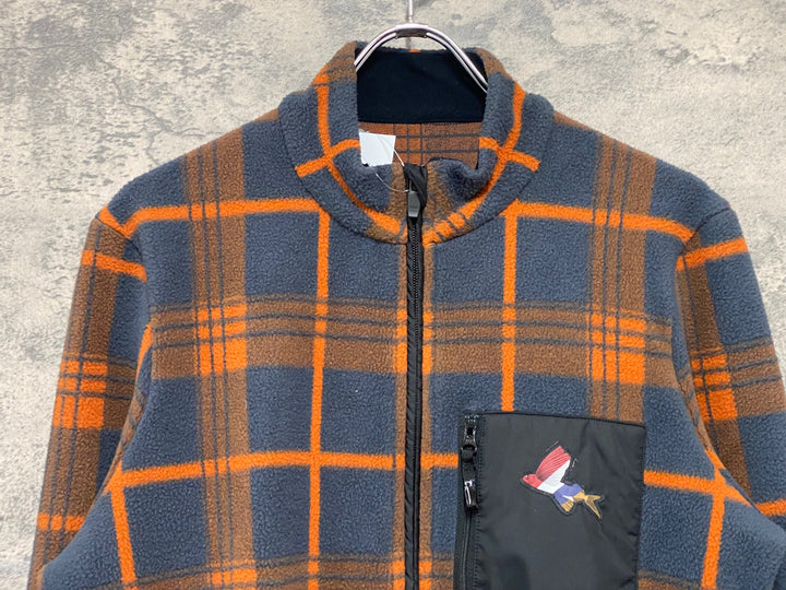 JY601 カフェドシクリステ CAFE DU CYCLISTE Solange Men 長袖 サイクルジャケット オレンジ グレー チェック L フリース