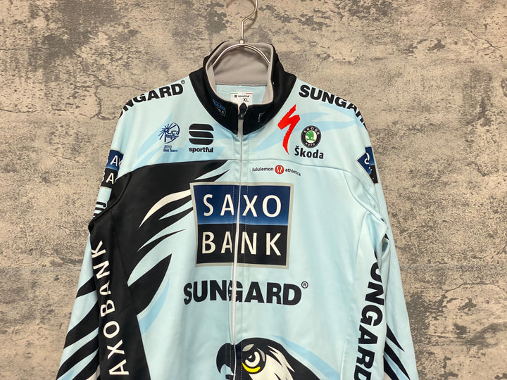KJ809 スポーツフル sportful 長袖 サイクルジャケット 水色 XL 裏起毛 SAXO BANK