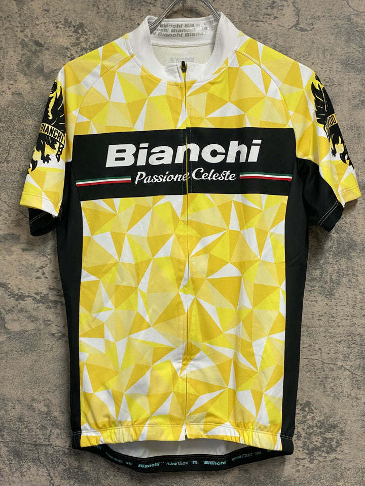 JP879 ビアンキ Bianchi 半袖サイクルジャージ  黄 L ※シミあり