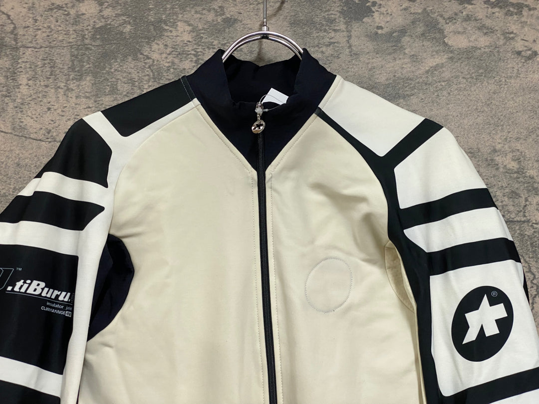 JQ140 アソス assos iJ tiBuru 4 長袖サイクルジャージ 白黒 M 汚れあり 裏起毛