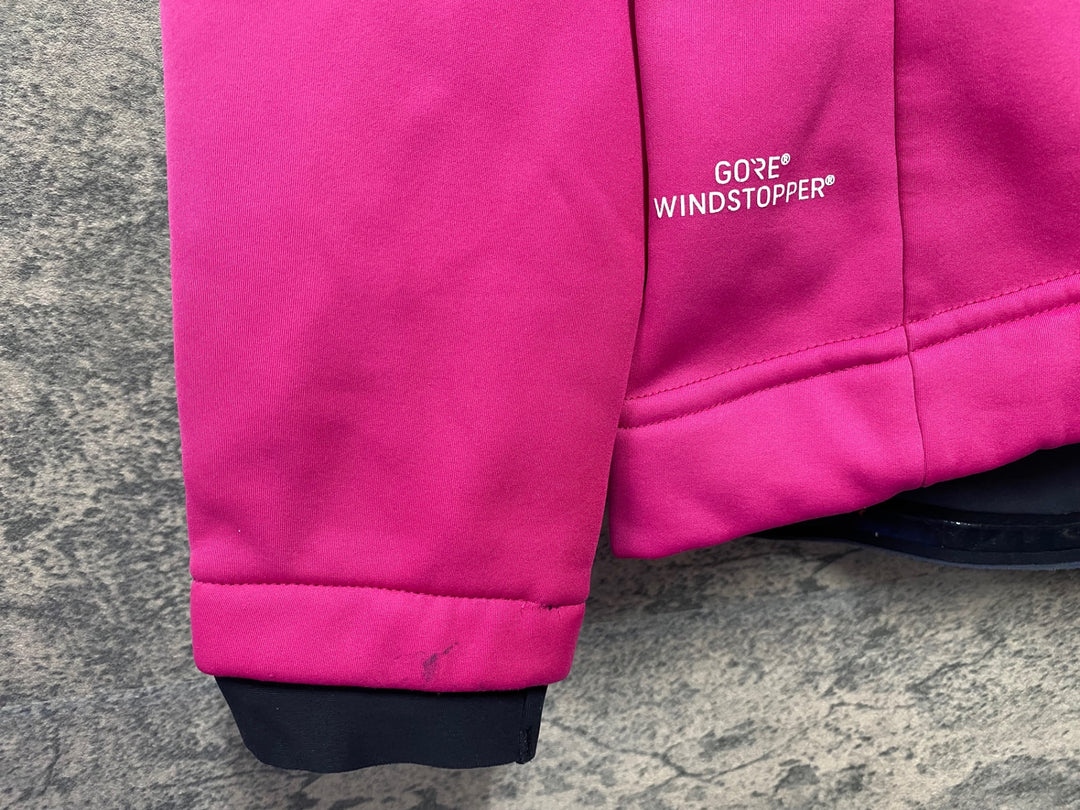 JK843 カステリ castelli 長袖サイクルジャケット ピンク L 裏起毛 GORE WIND STOPPER 汚れアリ