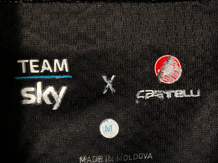 JV913 カステリ CASTELLI 半袖 サイクルジャージ 黒 M TEAM Sky ※サイズロゴ劣化