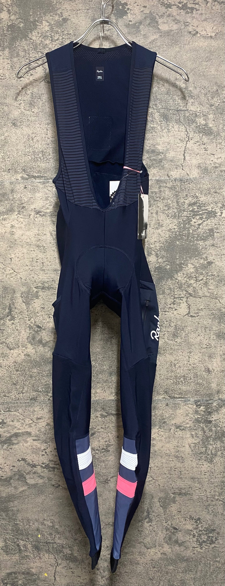 KM145 ラファ Rapha CARGO WINTER TIGHTS WITH PAD ビブタイツ 紺 S 裏起毛
