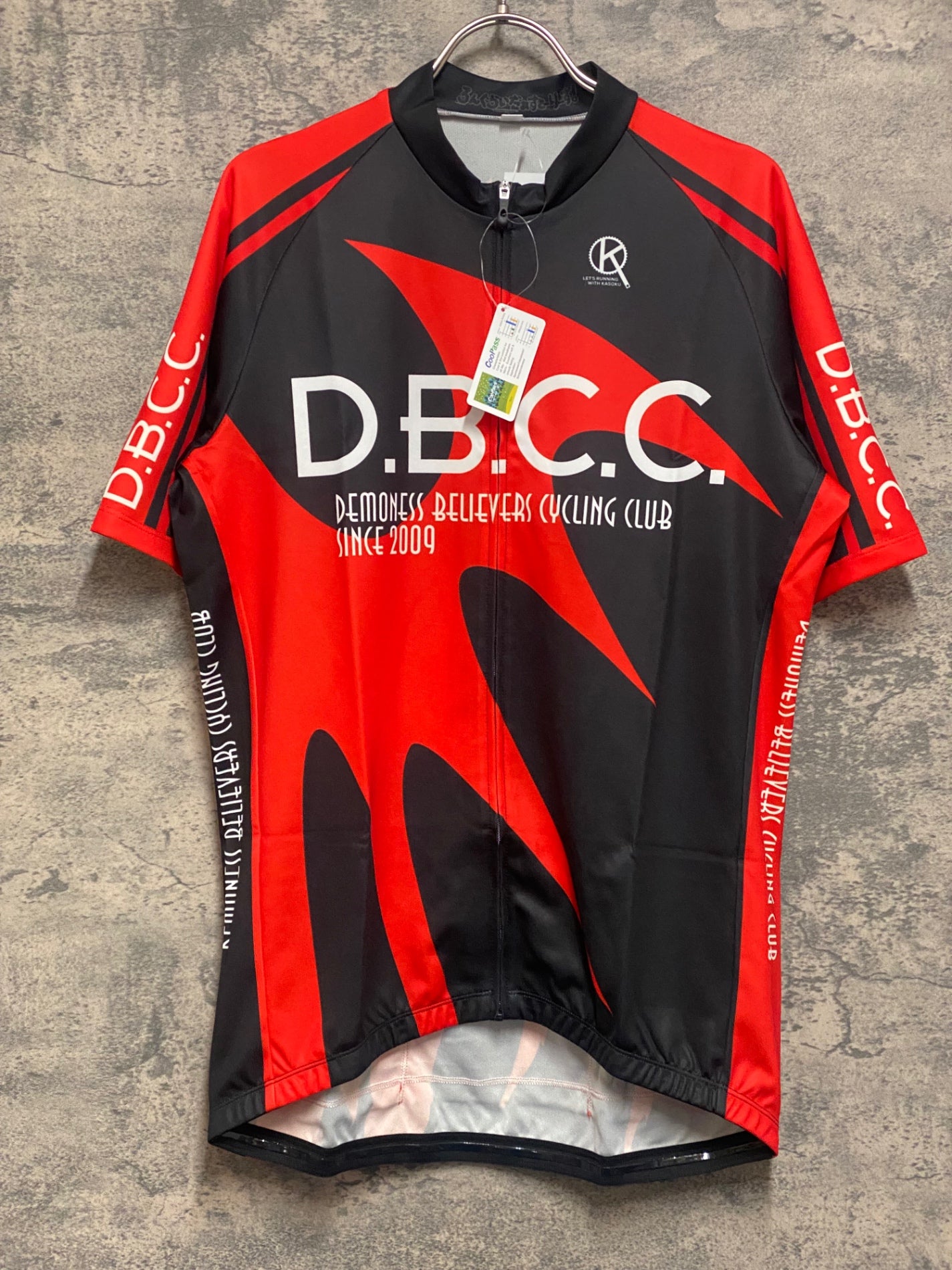 JQ010 アウローラ AURORA 半袖 サイクルジャージ 赤 黒 2XL ろんぐらい