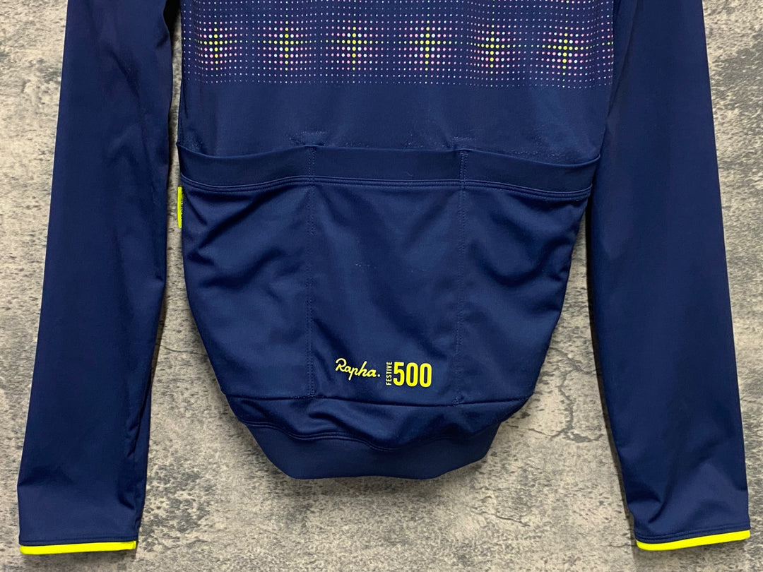 KM423 ラファ Rapha MEN'S LONG SLEEVE CORE JERSEY 長袖 サイクルジャージ 紺 S 裏起毛