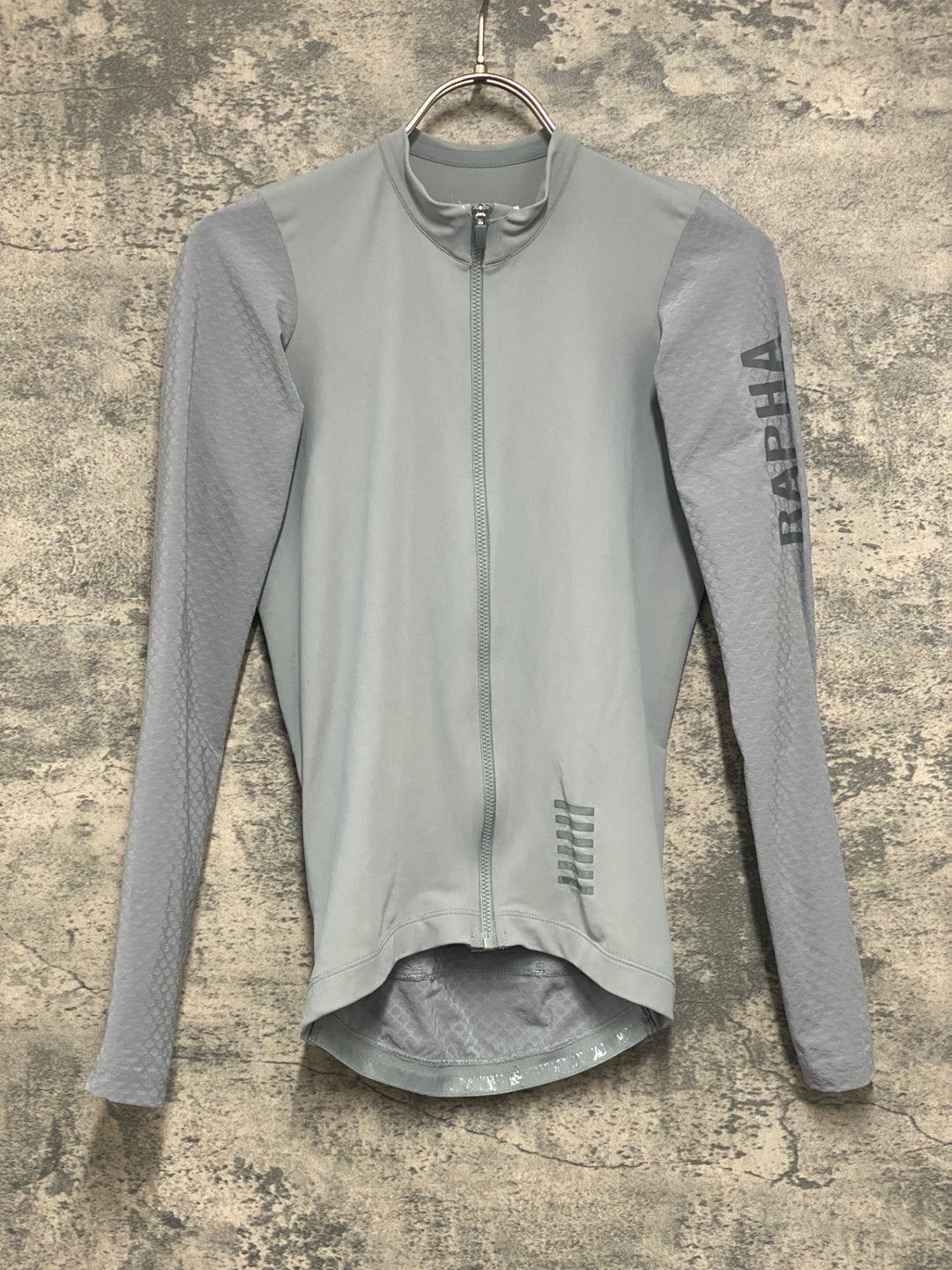 JX034 ラファ Rapha PRO TEAM LS AERO JERSEY 長袖 サイクルジャージ グレー 黄ばみ XS スレ 汚れ
