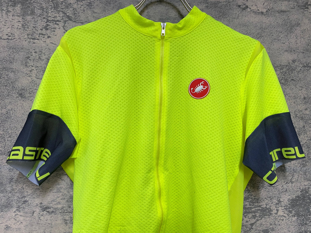 KB215 カステリ CASTELLI 半袖 サイクルジャージ 黄 XL ※ほつれ