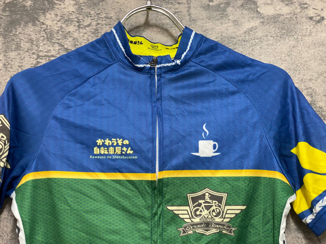 JO582 サンボルト SUNVOLT 半袖 サイクルジャージ 青 緑 S かわうその自転車屋さん