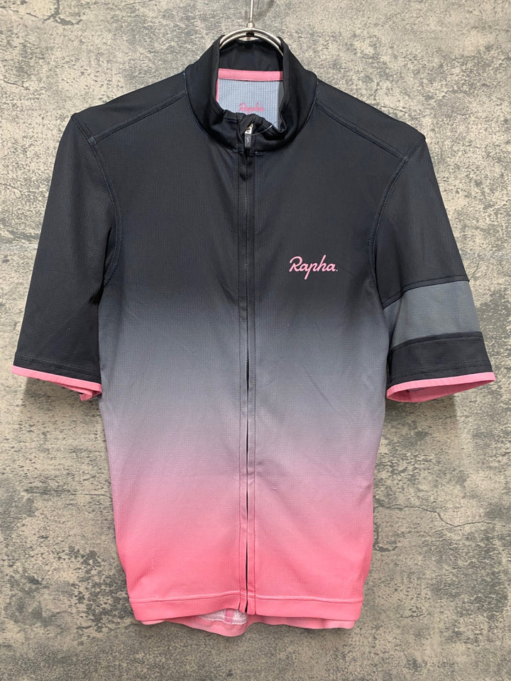 KM206 ラファ Rapha PRO TEAM TRAINING JERSEY 半袖 サイクルジャージ 黒グレーピンク S ※ほつれあり