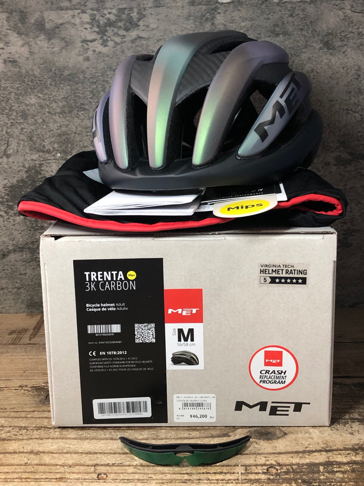 JO310 メット MET トレンタ TRENTA 3K CARBON Mips ヘルメット 緑マジョーラ M 2025/02製造