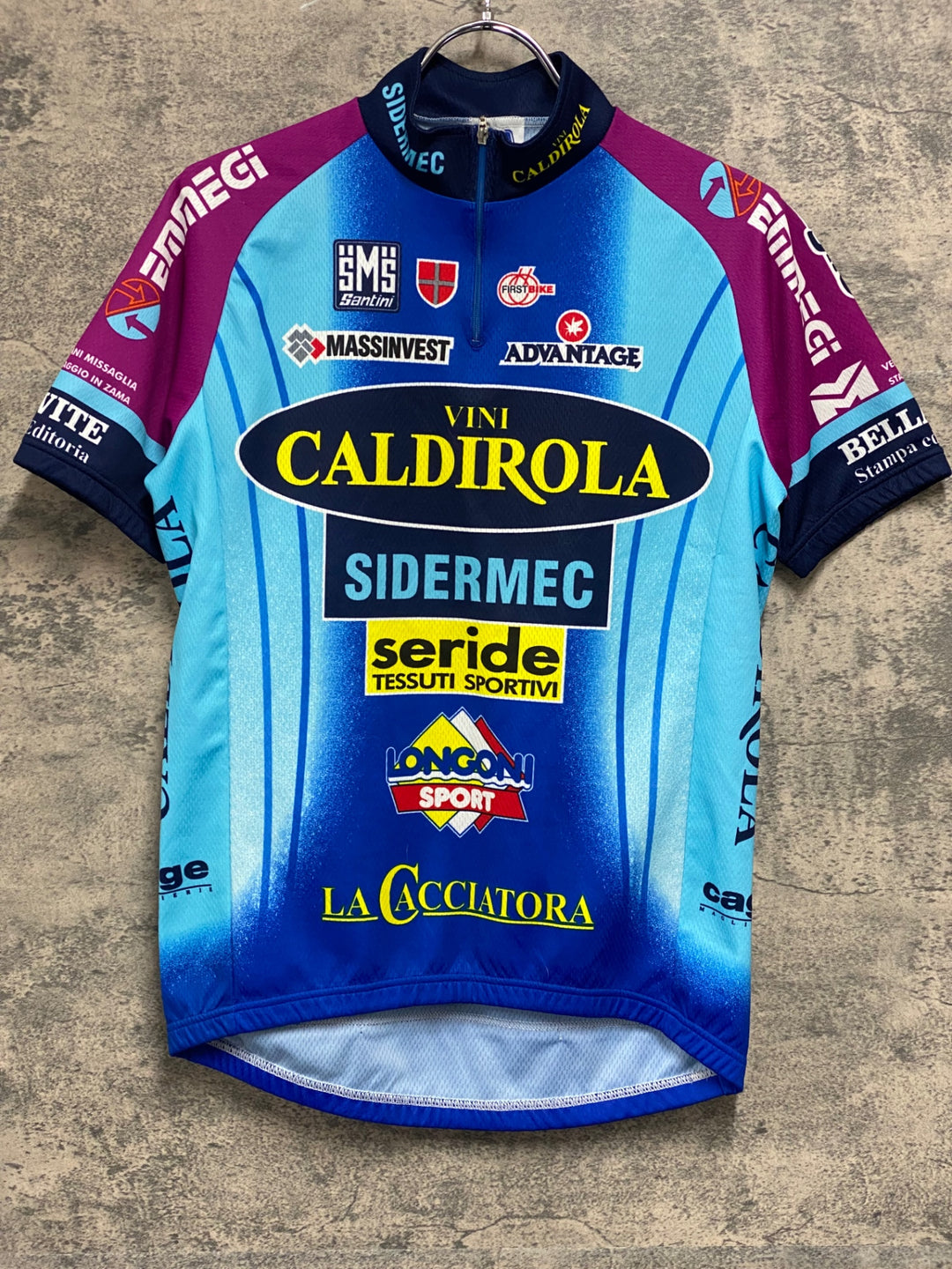 JW109 サンティーニ Santini 半袖 サイクルジャージ 青 M VINI CALDIROLA