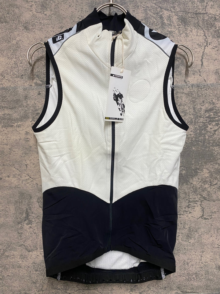 JQ934 アソス ASSOS iG.falken Zahn ジレ サイクルベスト 白 M 裏起毛 ※一部色褪せ