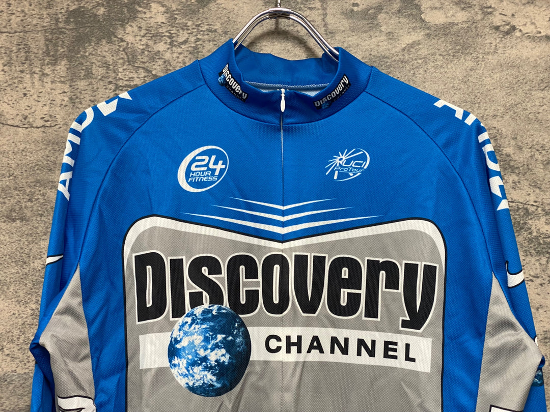JU911 ナイキ NIKE 長袖 サイクルジャージ 青 L DISCOVERY CHANNEL ハーフジップ