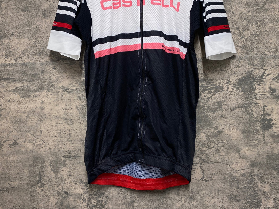 JV386 カステリ CASTELLI ロッソコルサ ROSSO CORSA 半袖 サイクルジャージ 白 L