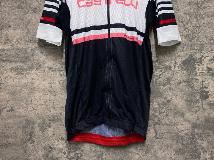 JV386 カステリ CASTELLI ロッソコルサ ROSSO CORSA 半袖 サイクルジャージ 白 L