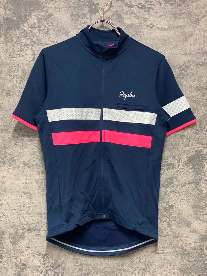 KH991 ラファ Rapha BREVET JERSEY 半袖 サイクルジャージ 紺 S
