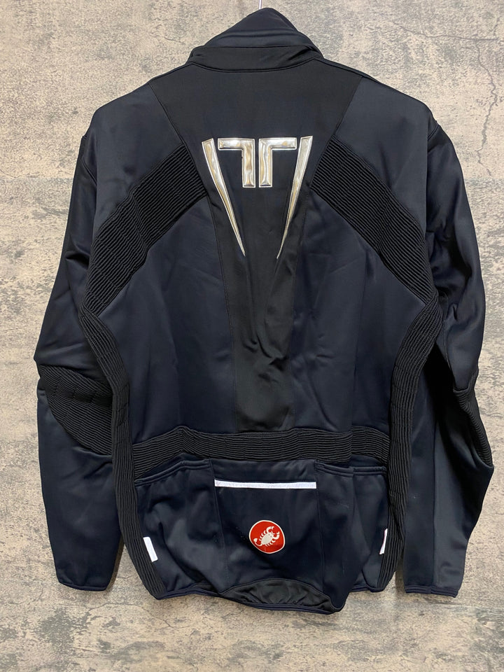 JP983 カステリ CASTELLI ロッソコルサ ROSSO CORSA 長袖 サイクルジャケット 黒 XL 裏起毛 WINDSTOPPER