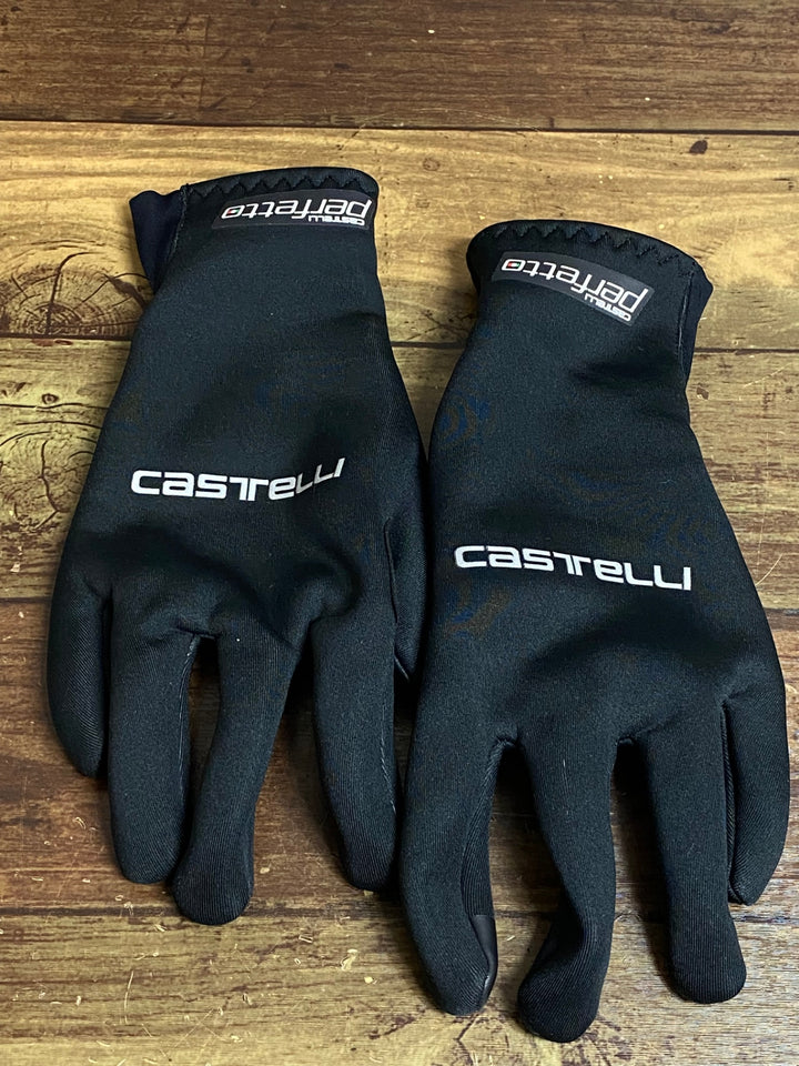 JK209 カステリ CASTELLI ROSSOCORSA perfetto 長指 グローブ 黒 XS 裏起毛 WINDSTOPPER ※タグカット
