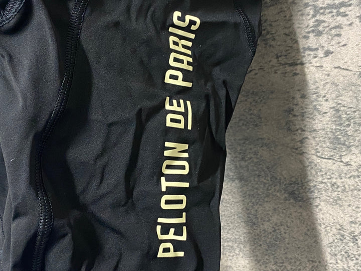 JW769 プロトンドパリ PELOTON DE PARIS Domestique Bib Shorts ビブショーツ 黒 ロゴ黄ばみ S