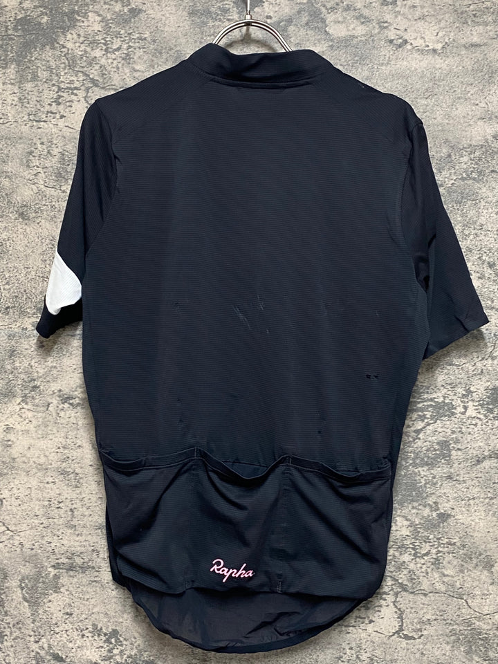 KF216 ラファ Rapha CLASSIC FLYWEIGHT JERSEY 半袖 サイクルジャージ 黒 M ※穴空きのためジャンク
