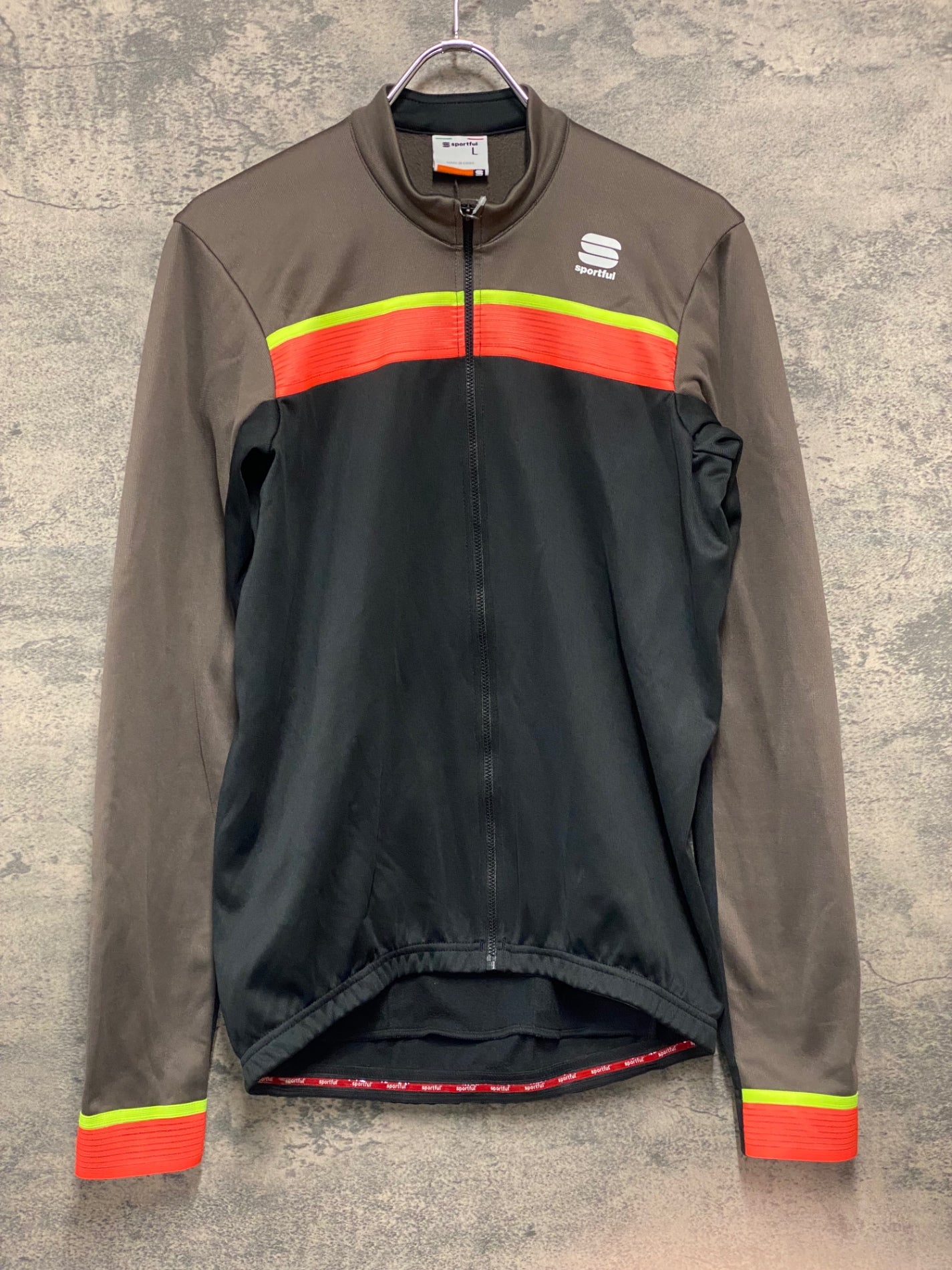 JZ007 スポーツフル sportful 長袖 サイクルジャージ 黒 茶 L 裏起毛