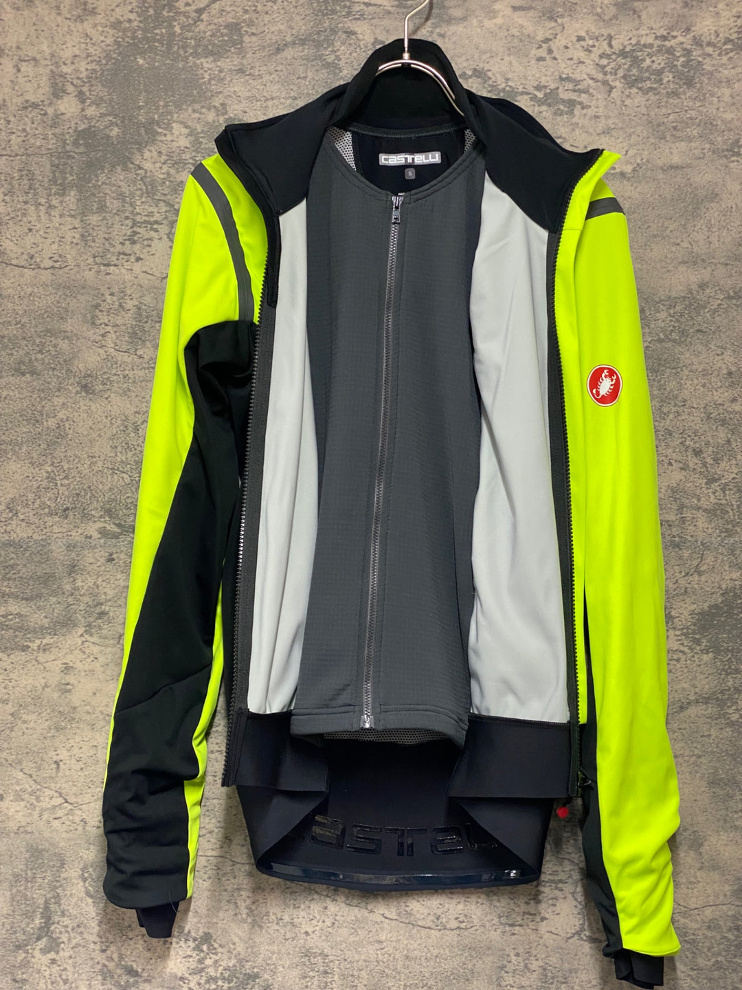 KG817 カステリ CASTELLI ロッソコルサ ROSSO CORSA 長袖 サイクルジャケット ネオンイエロー S