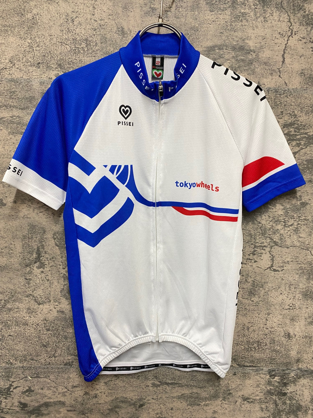 KB944 ピセイ PISSEI 半袖 サイクルジャージ 白 青 2 tokyowheels