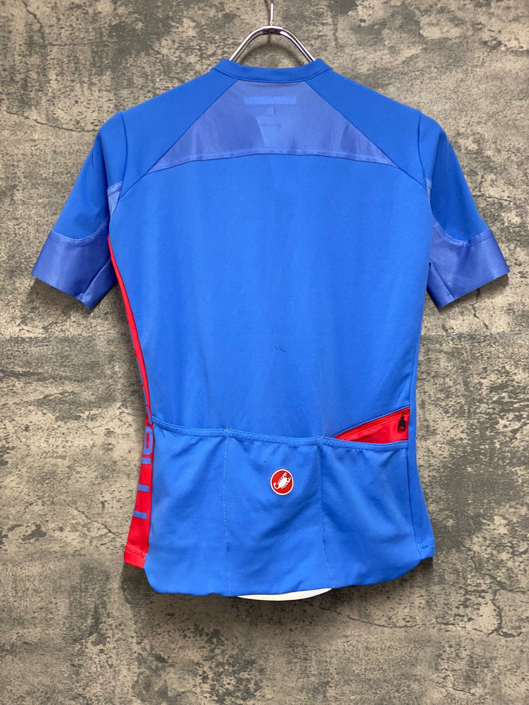 JU170 カステリ CASTELLI 半袖 サイクルジャージ 水色 赤 S