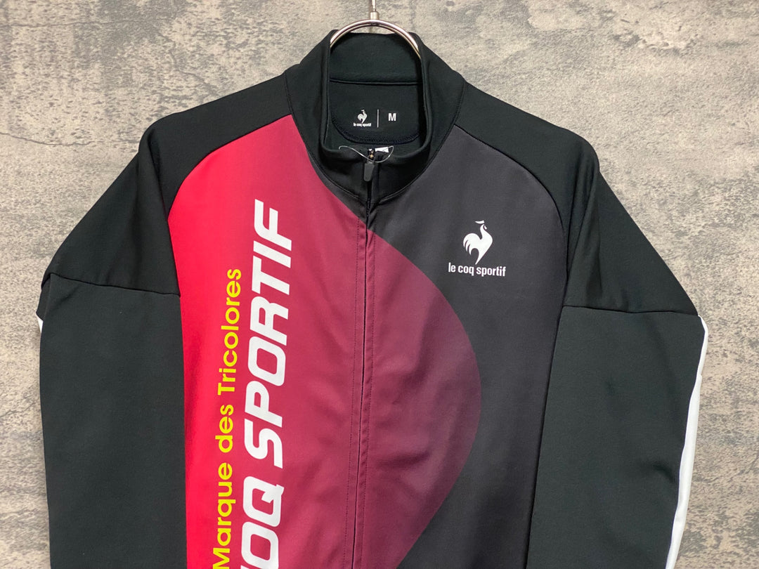 JP147 ルコックスポルティフ le coq sportif 長袖 サイクルジャージ 黒 赤 M 裏起毛