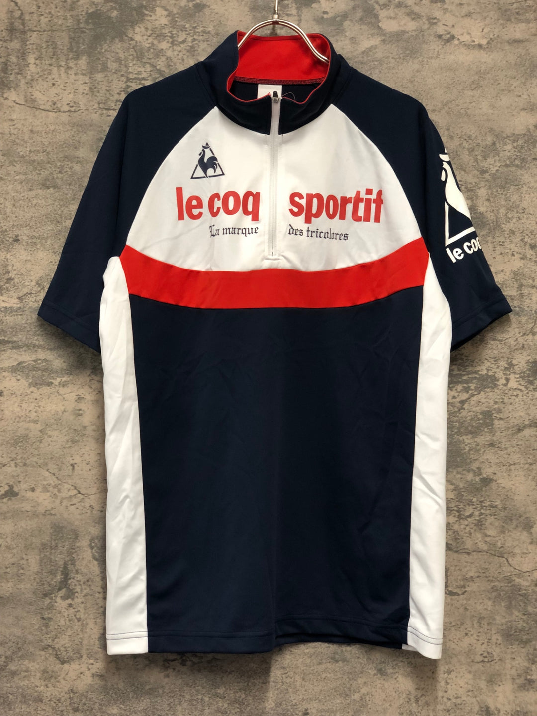 KK452 ルコックスポルティフ le coq sportif 半袖 サイクルジャージ 紺 O