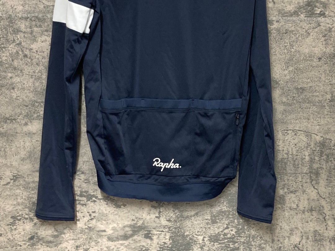 JV722 ラファ Rapha LONG SLEEVE CORE JERSEY 長袖 サイクルジャージ 裏起毛 紺 M