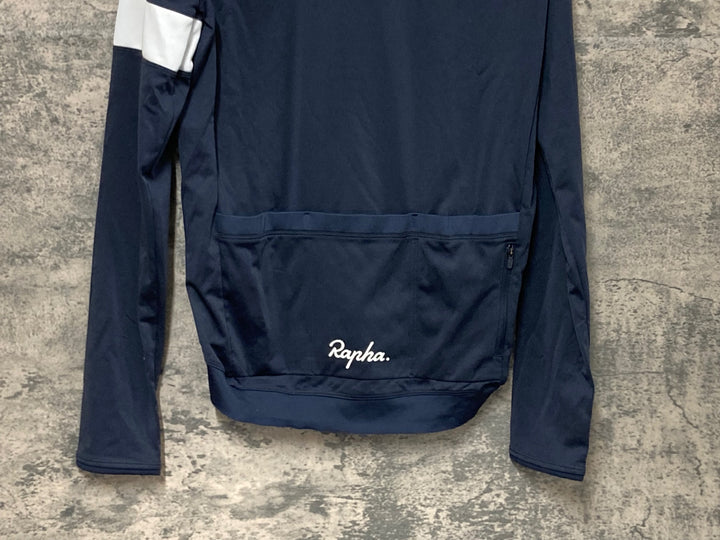 JV722 ラファ Rapha LONG SLEEVE CORE JERSEY 長袖 サイクルジャージ 裏起毛 紺 M