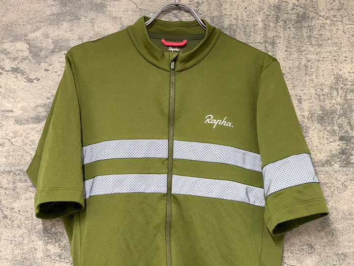 KJ110 ラファ Rapha MEN'S BREVET JERSEY 半袖 サイクルジャージ オリーブ L
