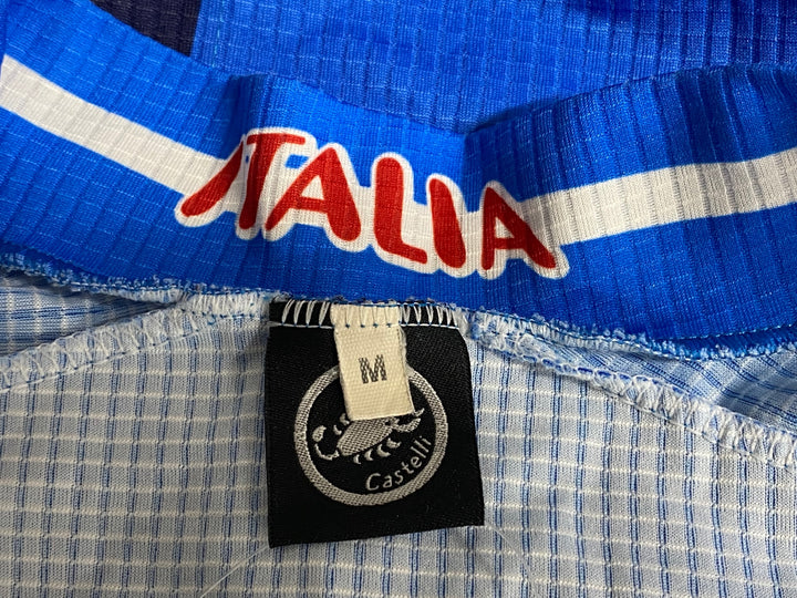 JU422 カステリ CASTELLI 半袖 サイクルジャージ 青 M ハーフジップ